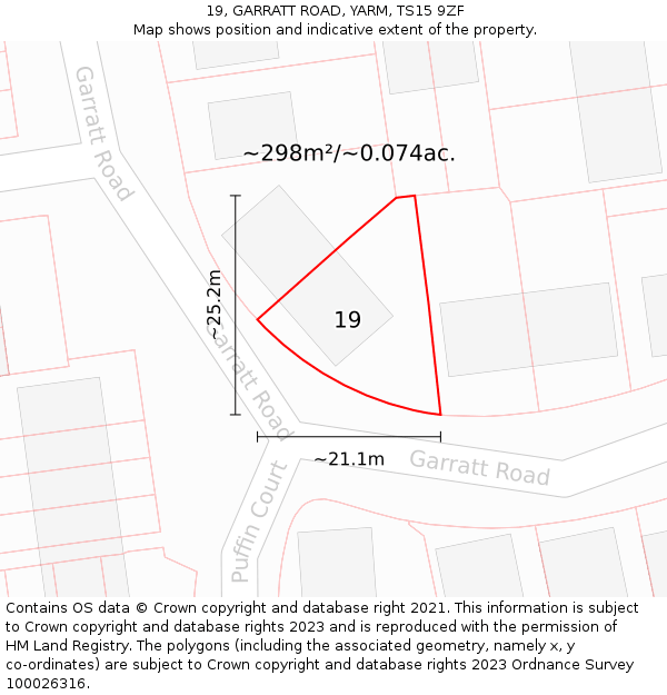 19, GARRATT ROAD, YARM, TS15 9ZF: Plot and title map
