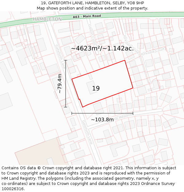 19, GATEFORTH LANE, HAMBLETON, SELBY, YO8 9HP: Plot and title map