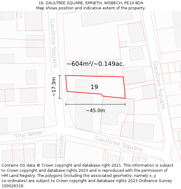 19, GAULTREE SQUARE, EMNETH, WISBECH, PE14 8DA: Plot and title map