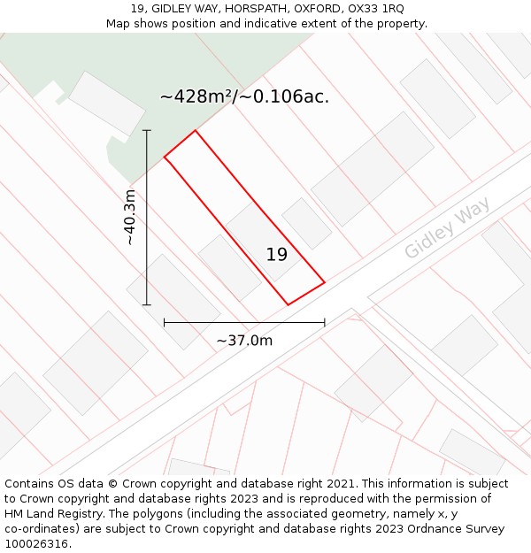 19, GIDLEY WAY, HORSPATH, OXFORD, OX33 1RQ: Plot and title map