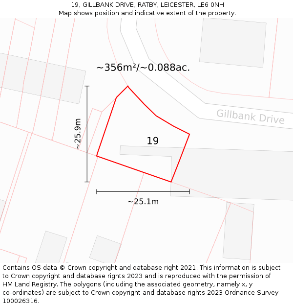 19, GILLBANK DRIVE, RATBY, LEICESTER, LE6 0NH: Plot and title map
