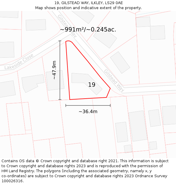 19, GILSTEAD WAY, ILKLEY, LS29 0AE: Plot and title map