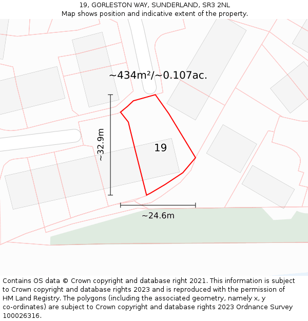 19, GORLESTON WAY, SUNDERLAND, SR3 2NL: Plot and title map