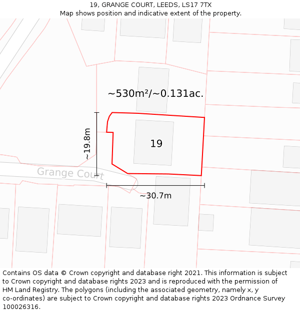 19, GRANGE COURT, LEEDS, LS17 7TX: Plot and title map