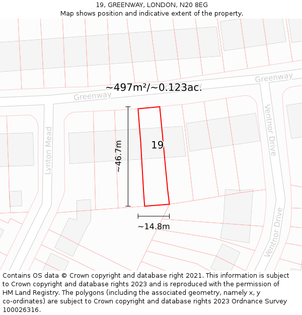 19, GREENWAY, LONDON, N20 8EG: Plot and title map