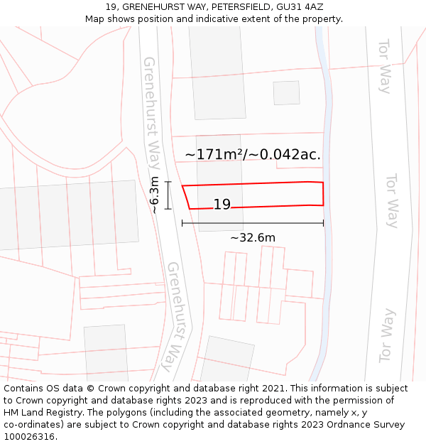 19, GRENEHURST WAY, PETERSFIELD, GU31 4AZ: Plot and title map