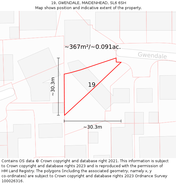 19, GWENDALE, MAIDENHEAD, SL6 6SH: Plot and title map