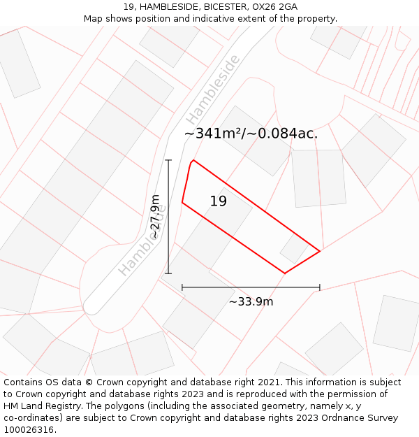 19, HAMBLESIDE, BICESTER, OX26 2GA: Plot and title map