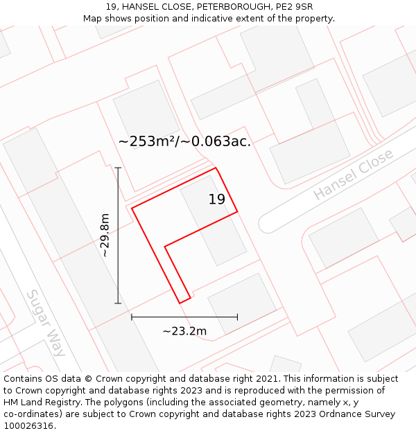 19, HANSEL CLOSE, PETERBOROUGH, PE2 9SR: Plot and title map