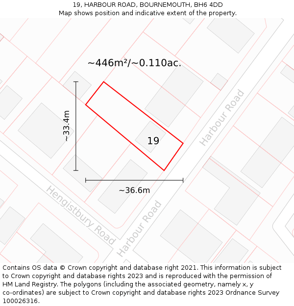 19, HARBOUR ROAD, BOURNEMOUTH, BH6 4DD: Plot and title map