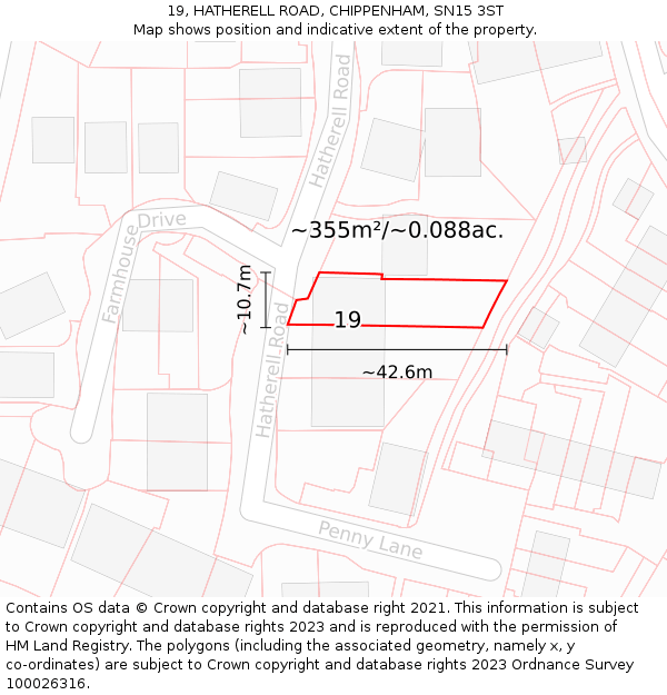 19, HATHERELL ROAD, CHIPPENHAM, SN15 3ST: Plot and title map
