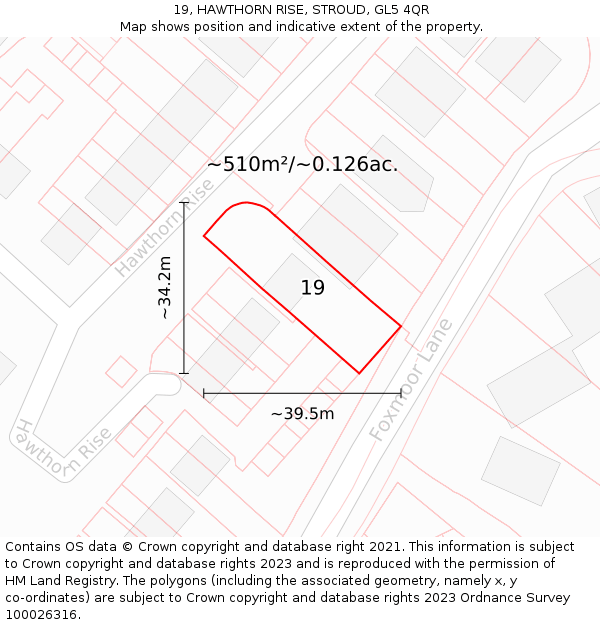 19, HAWTHORN RISE, STROUD, GL5 4QR: Plot and title map