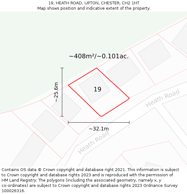19, HEATH ROAD, UPTON, CHESTER, CH2 1HT: Plot and title map