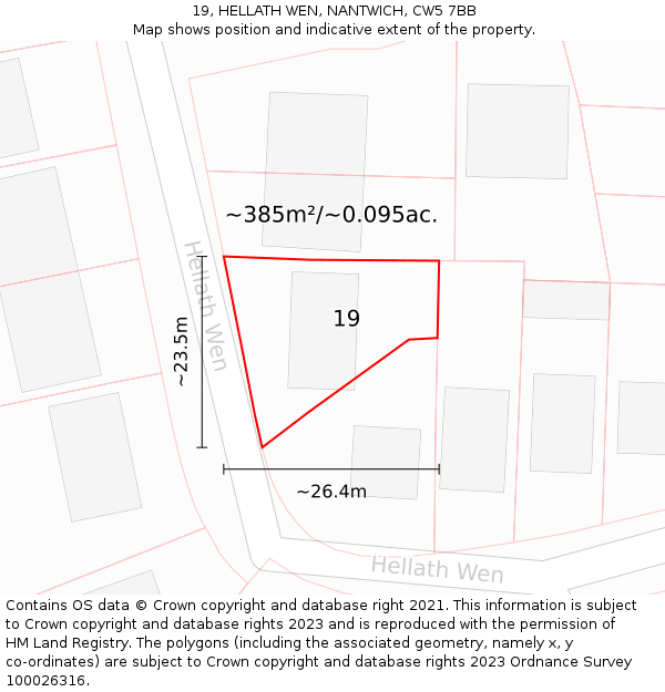 19, HELLATH WEN, NANTWICH, CW5 7BB: Plot and title map