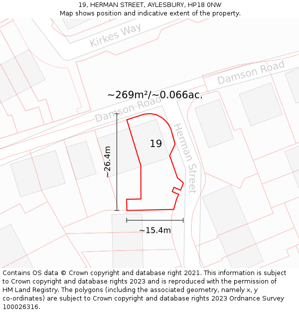 19, HERMAN STREET, AYLESBURY, HP18 0NW: Plot and title map