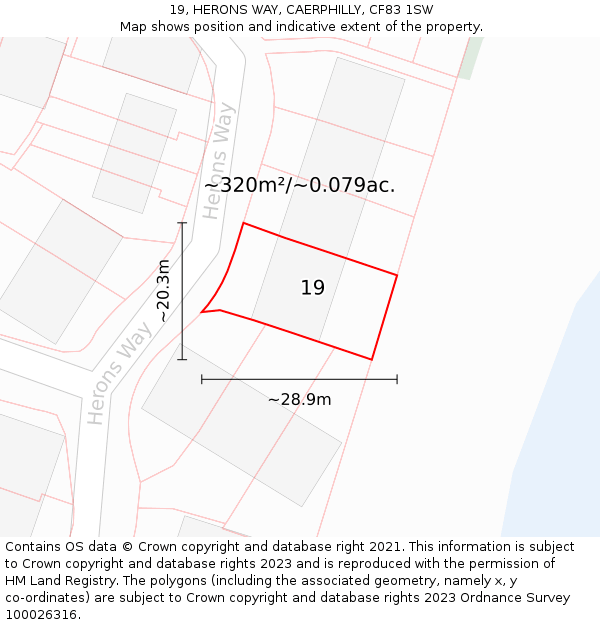 19, HERONS WAY, CAERPHILLY, CF83 1SW: Plot and title map