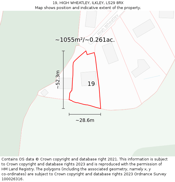 19, HIGH WHEATLEY, ILKLEY, LS29 8RX: Plot and title map