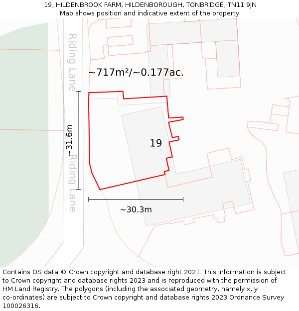 19, HILDENBROOK FARM, HILDENBOROUGH, TONBRIDGE, TN11 9JN: Plot and title map