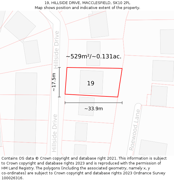 19, HILLSIDE DRIVE, MACCLESFIELD, SK10 2PL: Plot and title map