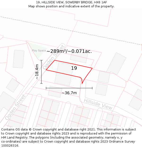 19, HILLSIDE VIEW, SOWERBY BRIDGE, HX6 1AF: Plot and title map