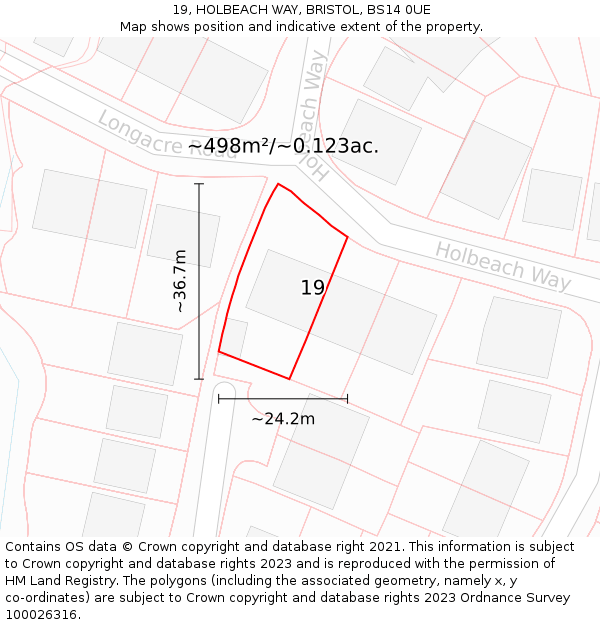 19, HOLBEACH WAY, BRISTOL, BS14 0UE: Plot and title map
