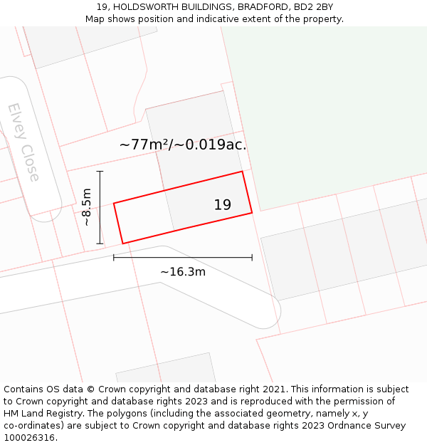19, HOLDSWORTH BUILDINGS, BRADFORD, BD2 2BY: Plot and title map