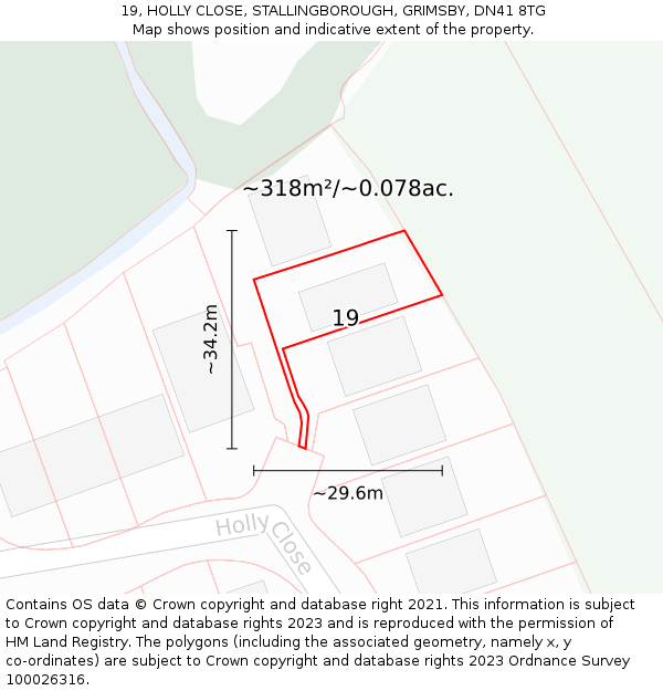 19, HOLLY CLOSE, STALLINGBOROUGH, GRIMSBY, DN41 8TG: Plot and title map