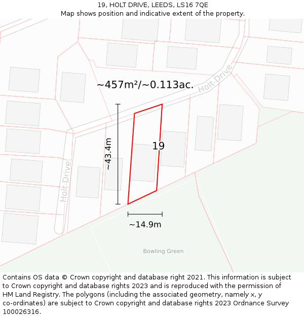 19, HOLT DRIVE, LEEDS, LS16 7QE: Plot and title map