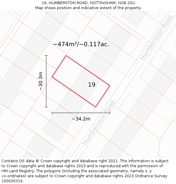 19, HUMBERSTON ROAD, NOTTINGHAM, NG8 2SU: Plot and title map
