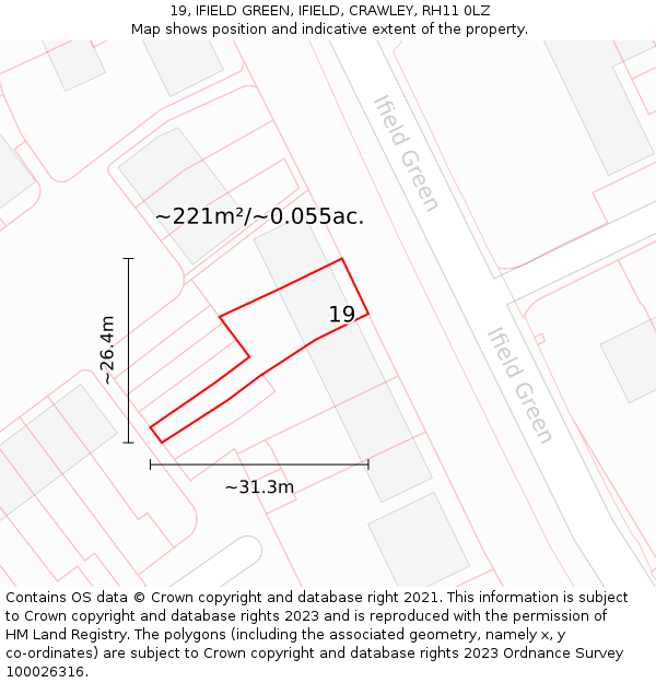19, IFIELD GREEN, IFIELD, CRAWLEY, RH11 0LZ: Plot and title map