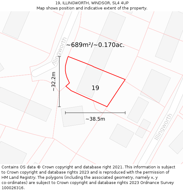 19, ILLINGWORTH, WINDSOR, SL4 4UP: Plot and title map