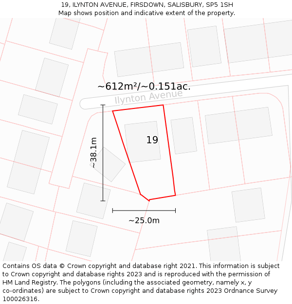 19, ILYNTON AVENUE, FIRSDOWN, SALISBURY, SP5 1SH: Plot and title map