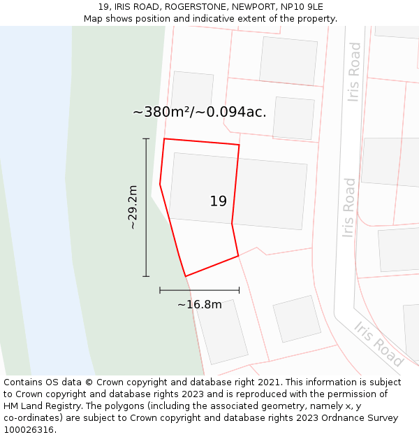 19, IRIS ROAD, ROGERSTONE, NEWPORT, NP10 9LE: Plot and title map
