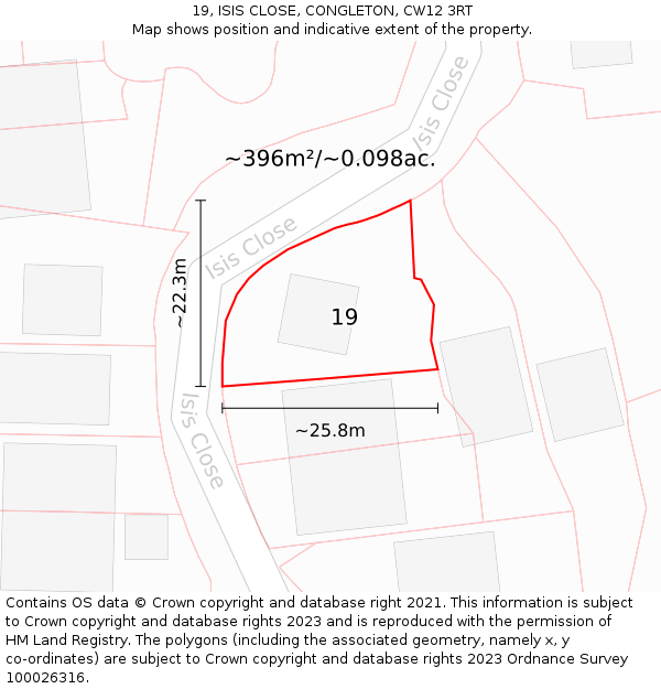 19, ISIS CLOSE, CONGLETON, CW12 3RT: Plot and title map