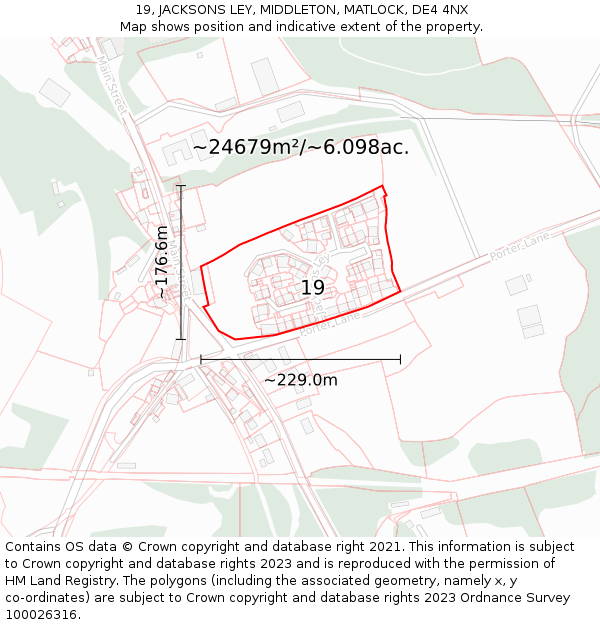 19, JACKSONS LEY, MIDDLETON, MATLOCK, DE4 4NX: Plot and title map
