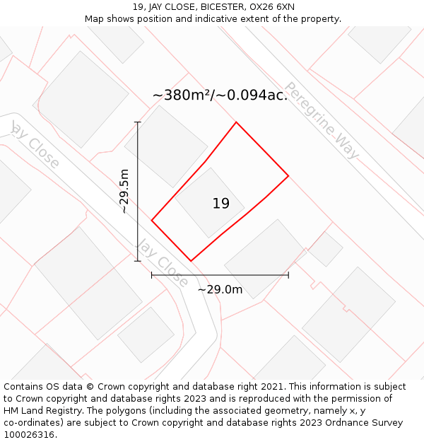 19, JAY CLOSE, BICESTER, OX26 6XN: Plot and title map