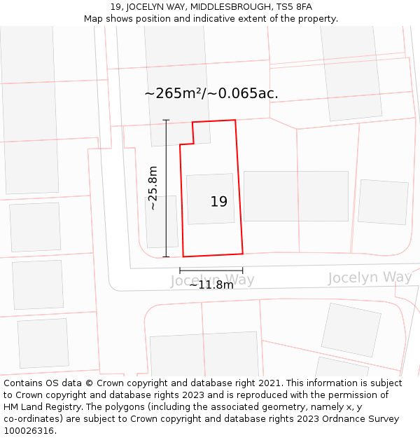 19, JOCELYN WAY, MIDDLESBROUGH, TS5 8FA: Plot and title map