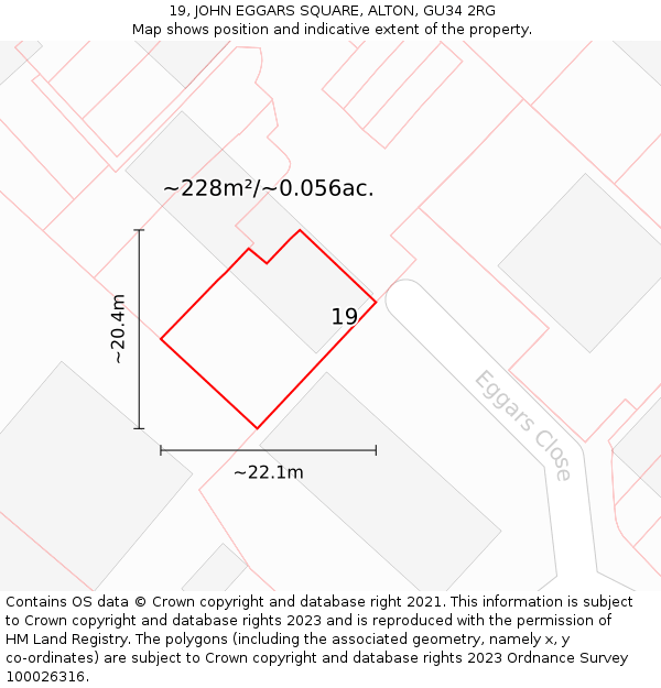 19, JOHN EGGARS SQUARE, ALTON, GU34 2RG: Plot and title map