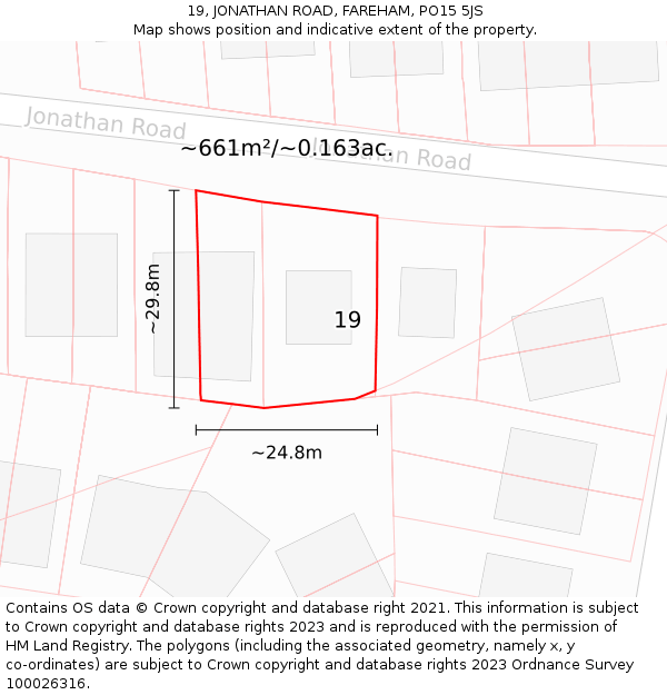 19, JONATHAN ROAD, FAREHAM, PO15 5JS: Plot and title map