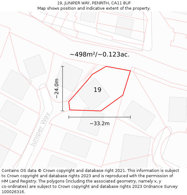 19, JUNIPER WAY, PENRITH, CA11 8UF: Plot and title map