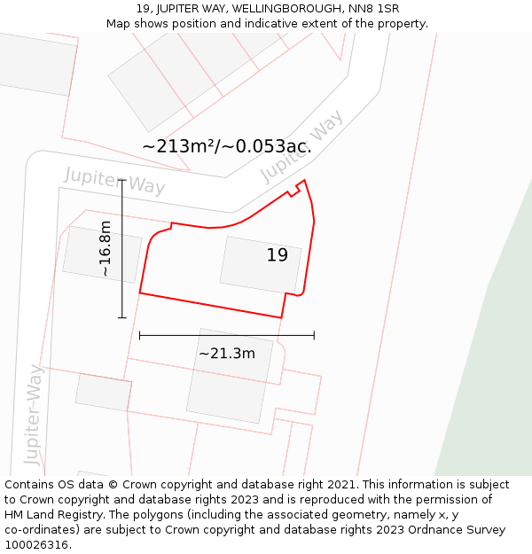 19, JUPITER WAY, WELLINGBOROUGH, NN8 1SR: Plot and title map