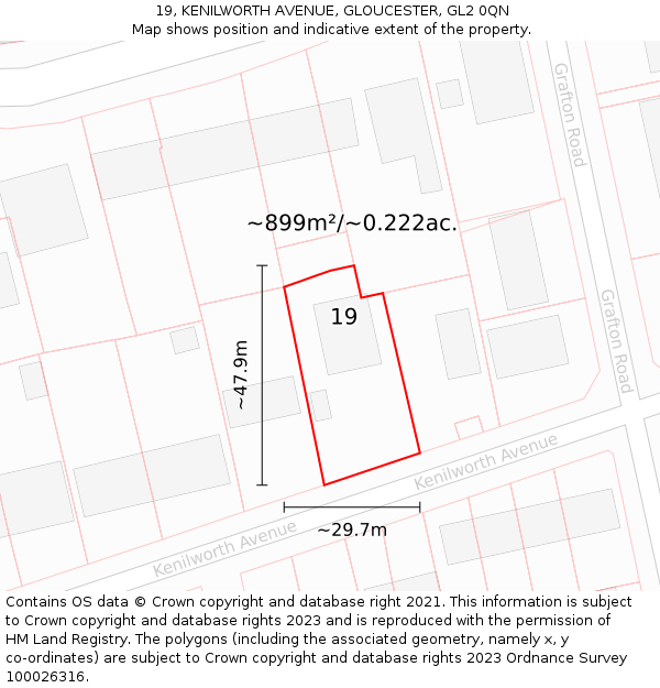 19, KENILWORTH AVENUE, GLOUCESTER, GL2 0QN: Plot and title map