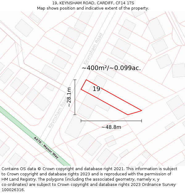 19, KEYNSHAM ROAD, CARDIFF, CF14 1TS: Plot and title map