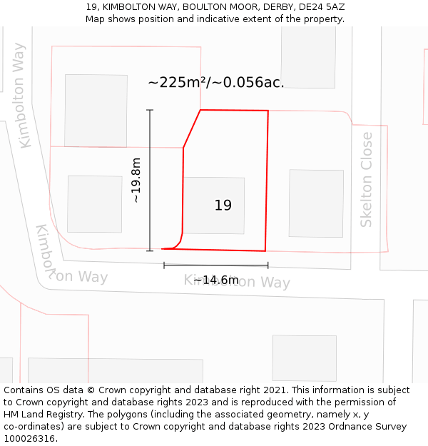 19, KIMBOLTON WAY, BOULTON MOOR, DERBY, DE24 5AZ: Plot and title map