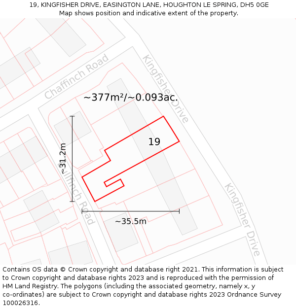 19, KINGFISHER DRIVE, EASINGTON LANE, HOUGHTON LE SPRING, DH5 0GE: Plot and title map
