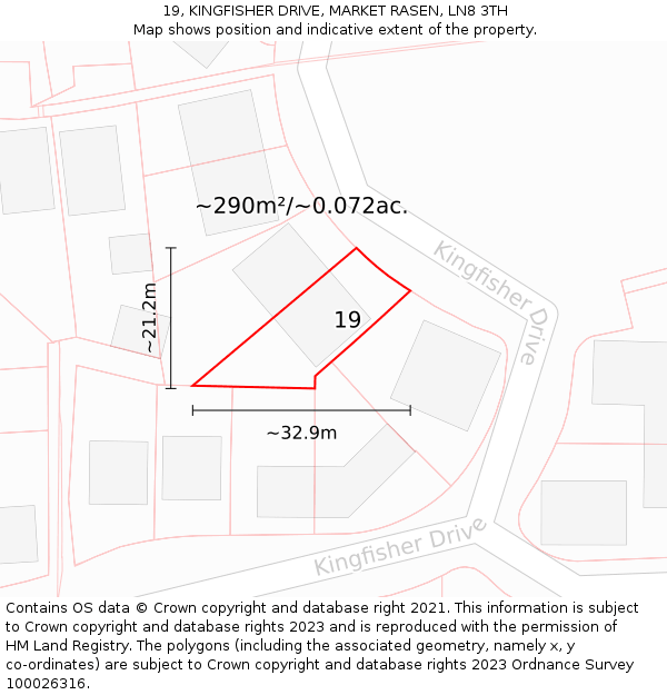 19, KINGFISHER DRIVE, MARKET RASEN, LN8 3TH: Plot and title map