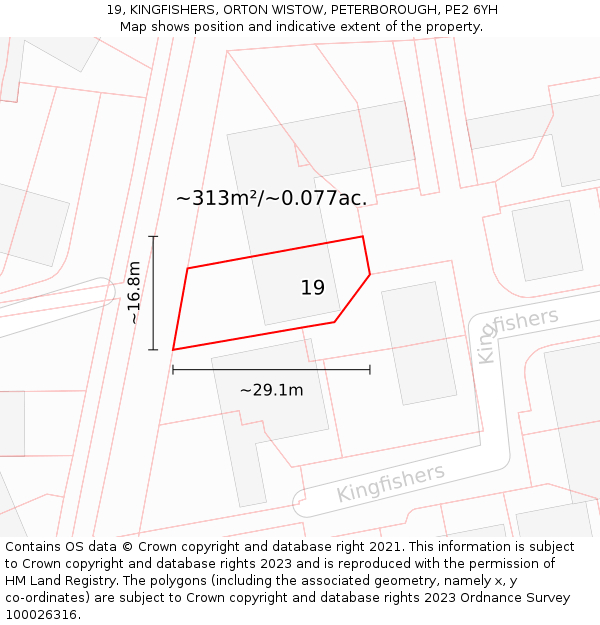 19, KINGFISHERS, ORTON WISTOW, PETERBOROUGH, PE2 6YH: Plot and title map