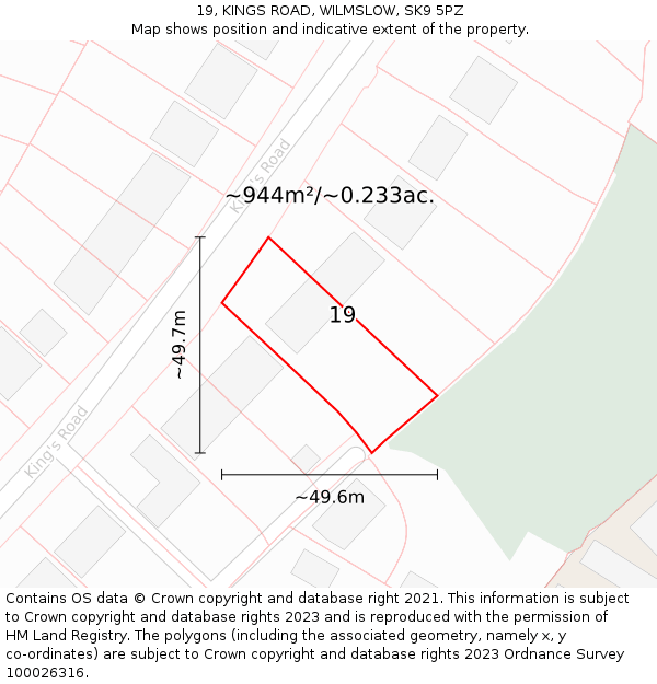 19, KINGS ROAD, WILMSLOW, SK9 5PZ: Plot and title map