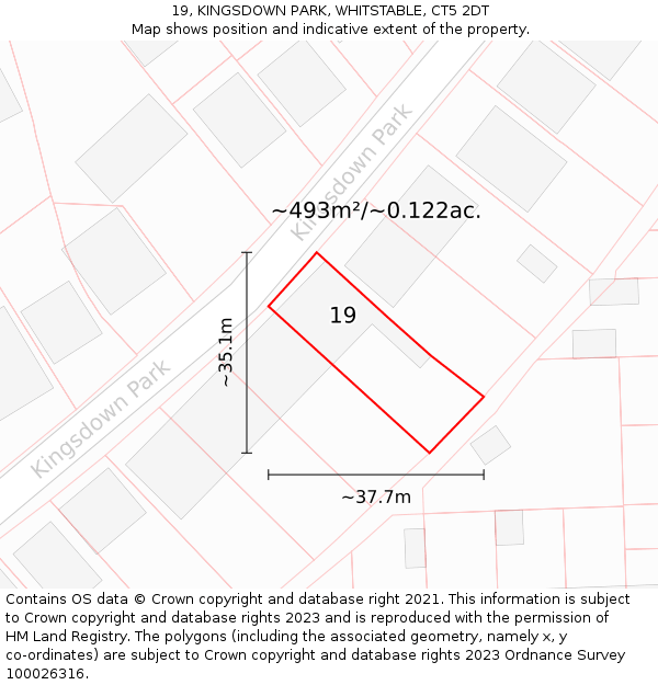 19, KINGSDOWN PARK, WHITSTABLE, CT5 2DT: Plot and title map