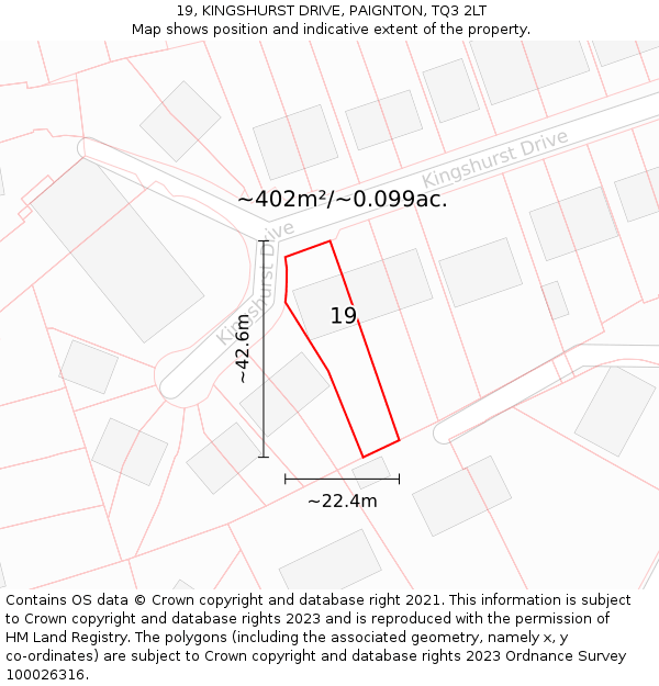 19, KINGSHURST DRIVE, PAIGNTON, TQ3 2LT: Plot and title map